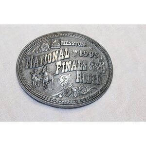 National Finals Rodeo  Steer Wrestling Hesston 1995 Belt Buckle Western Cowboy